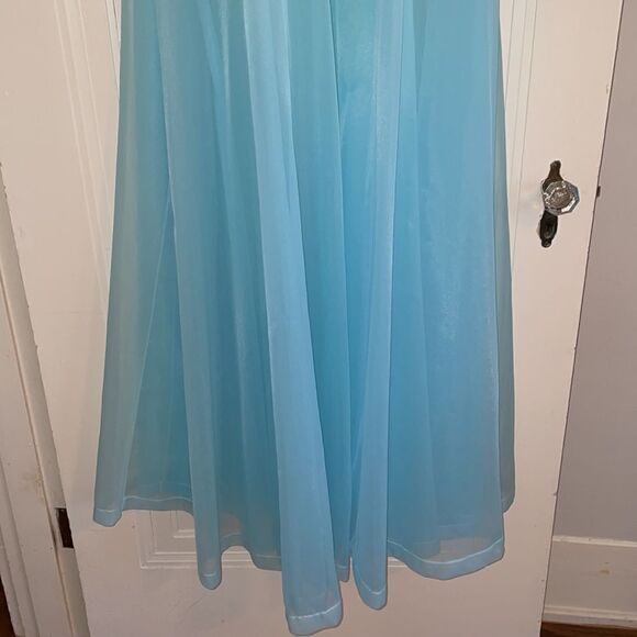 Vtg Henson Kickernick light blue sleeveless double layer nylon robe - Picture 3 of 10